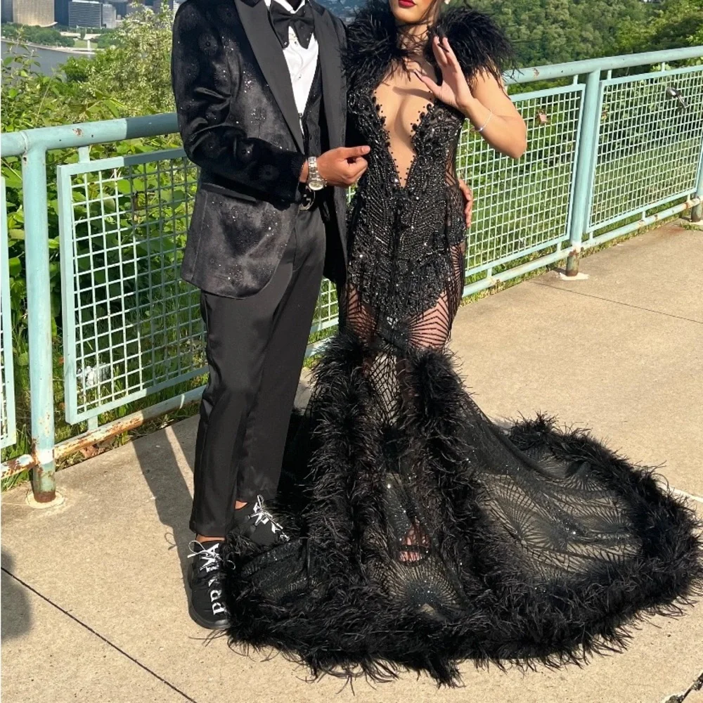 Black prom dress for sale custom made to fit my body. Best for size small girls! - Picture 2 of 3